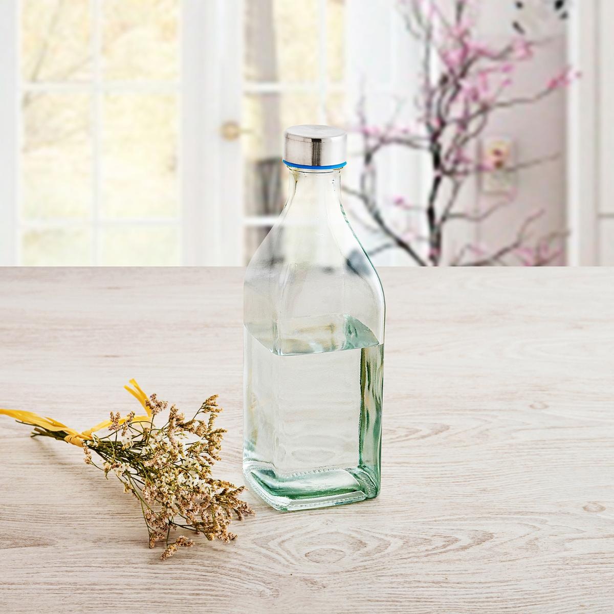 Garrafa vidro 1l com tampa em metal