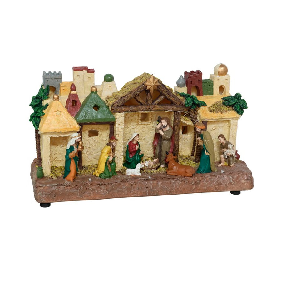 Pres&eacute;pio cabana com 8 figuras