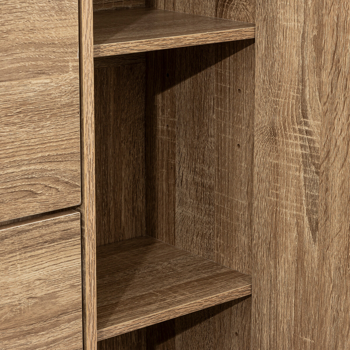 Sapateira castanha com 4 gavetas e porta com espelho