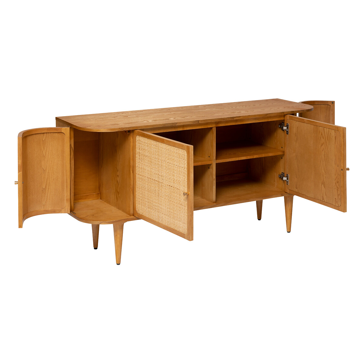 Aparador KISCO com 4 portas em mdf e rattan,  Aparador KISCO com 4 portas em mdf e rattan