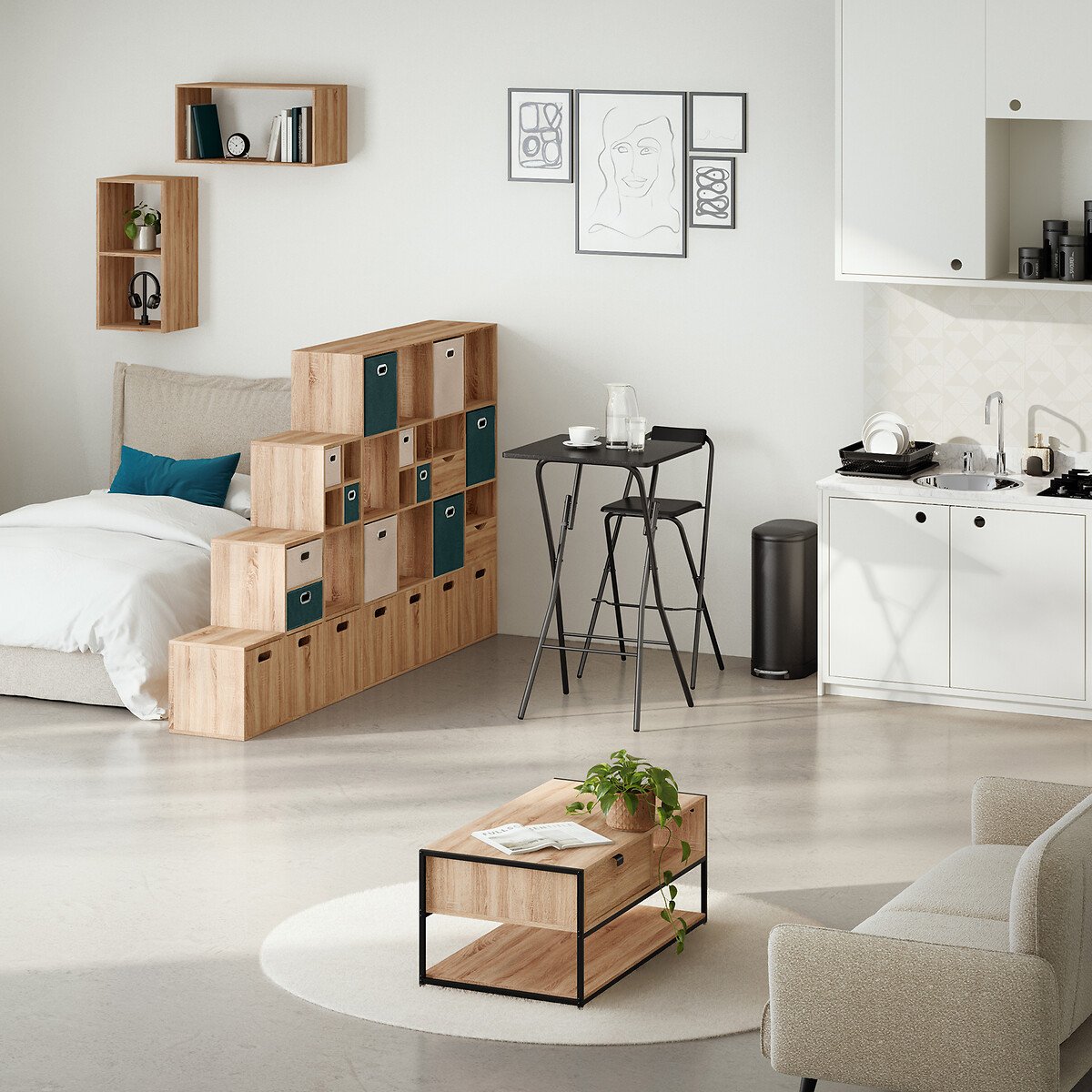 Estante MIXMODUL natural com 6 m&oacute;dulos