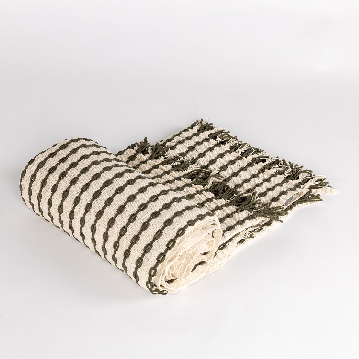 Manta ELM bege e verde 130x160cm