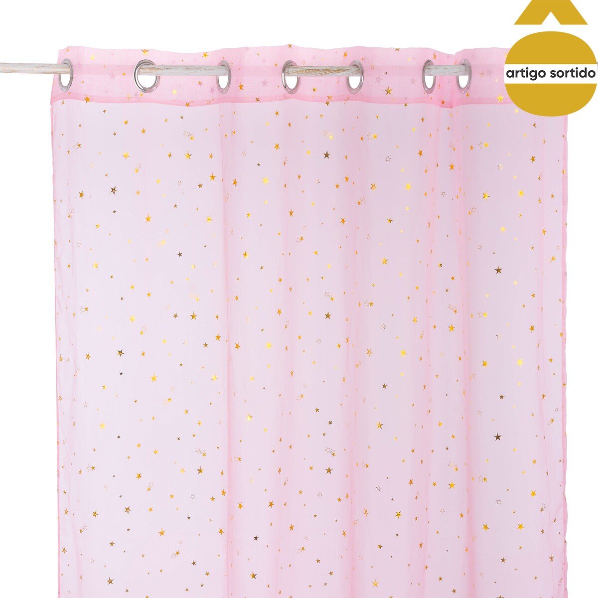 Cortina com estrelas douradas 140x250cm,  Cortina com estrelas douradas 140x250cm