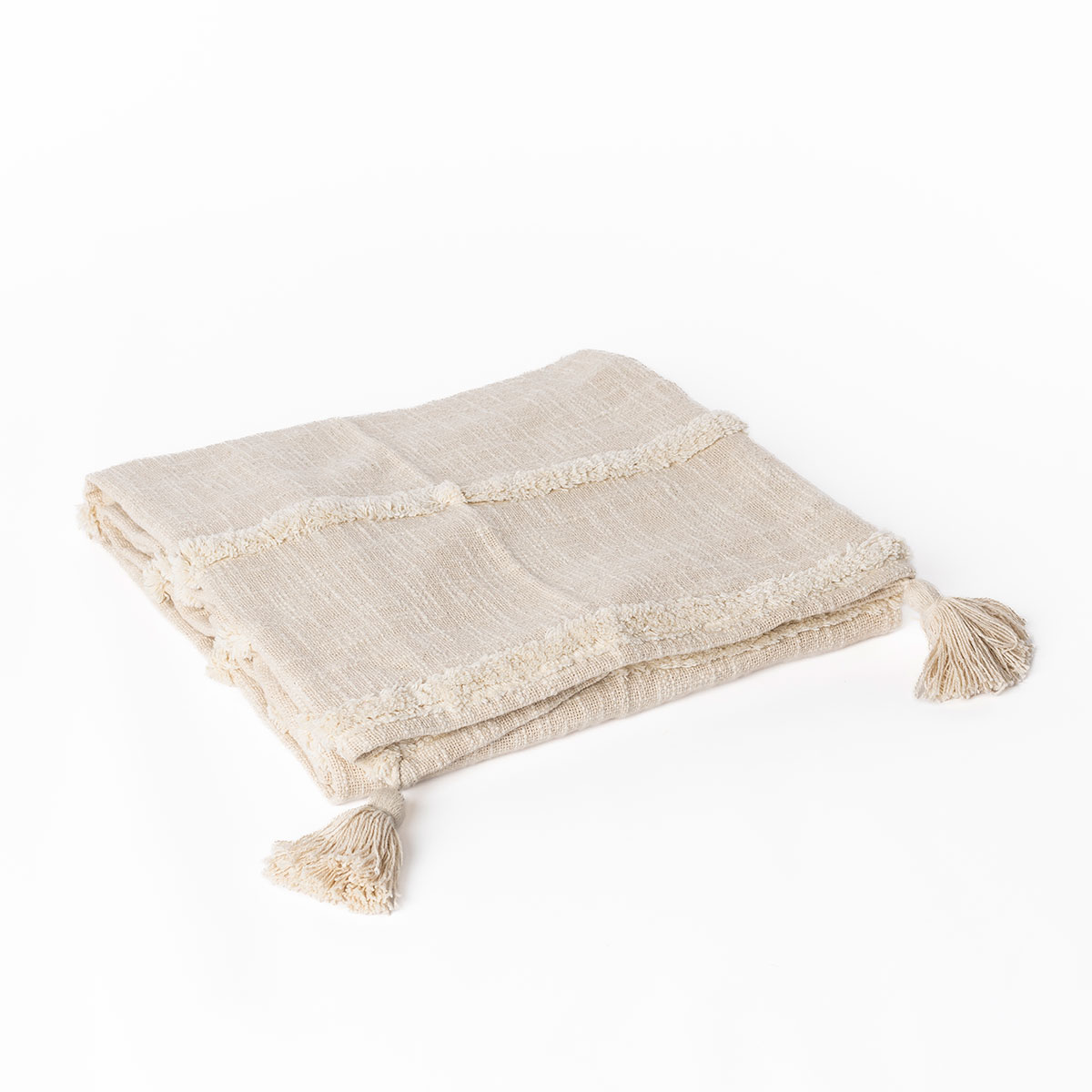 Manta AMANI bege em algod&atilde;o 130x170cm