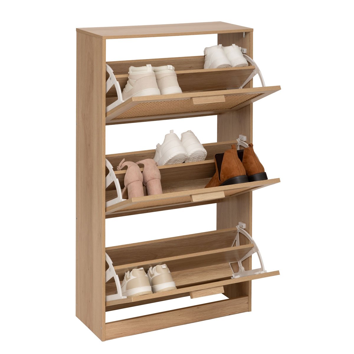 Sapateira com 3 gavetas bege 113cm