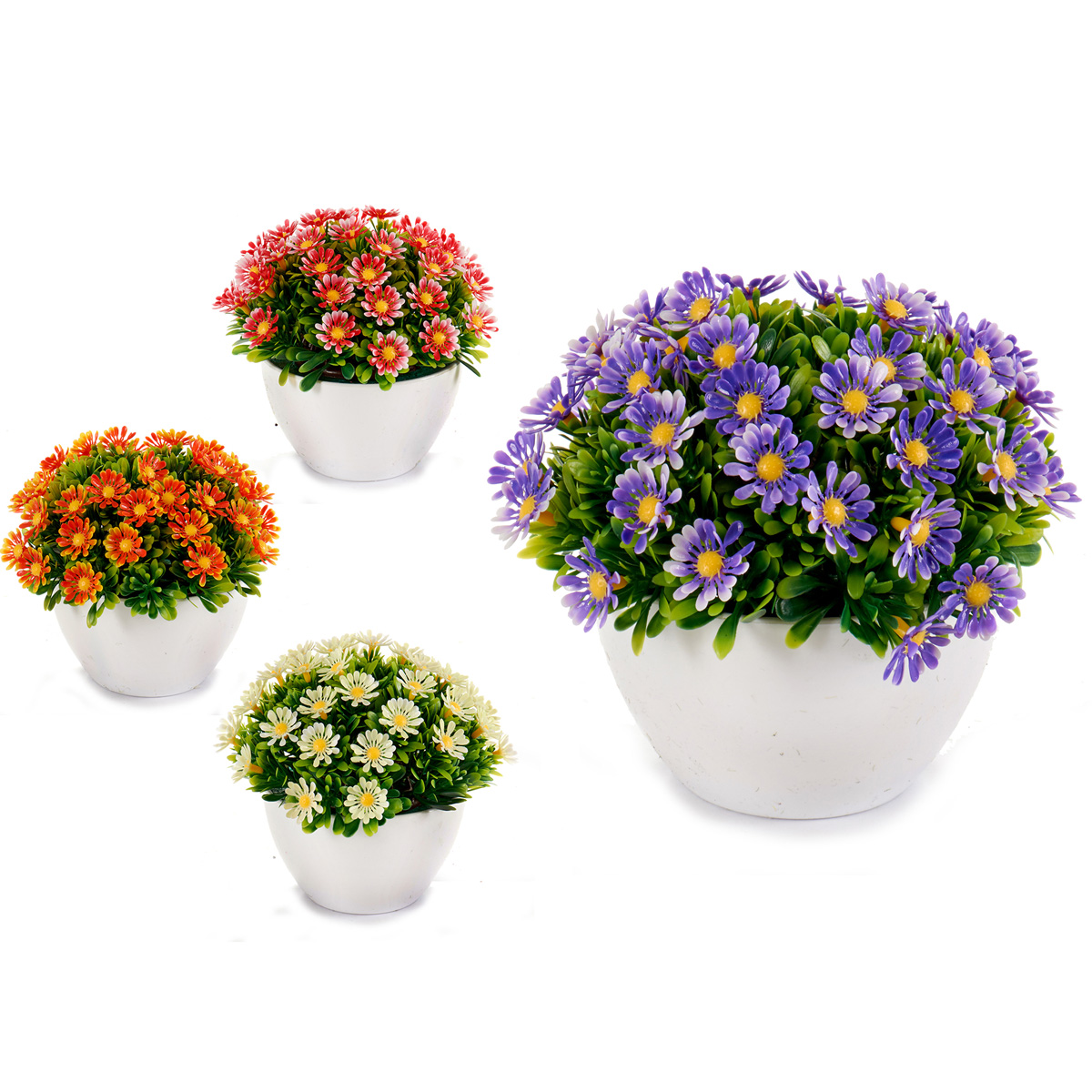 Vaso com margaridas artificiais 16cm