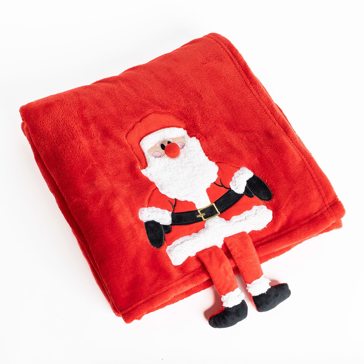 Manta vermelha com pai natal 125x150cm,  Manta vermelha com pai natal 125x150cm