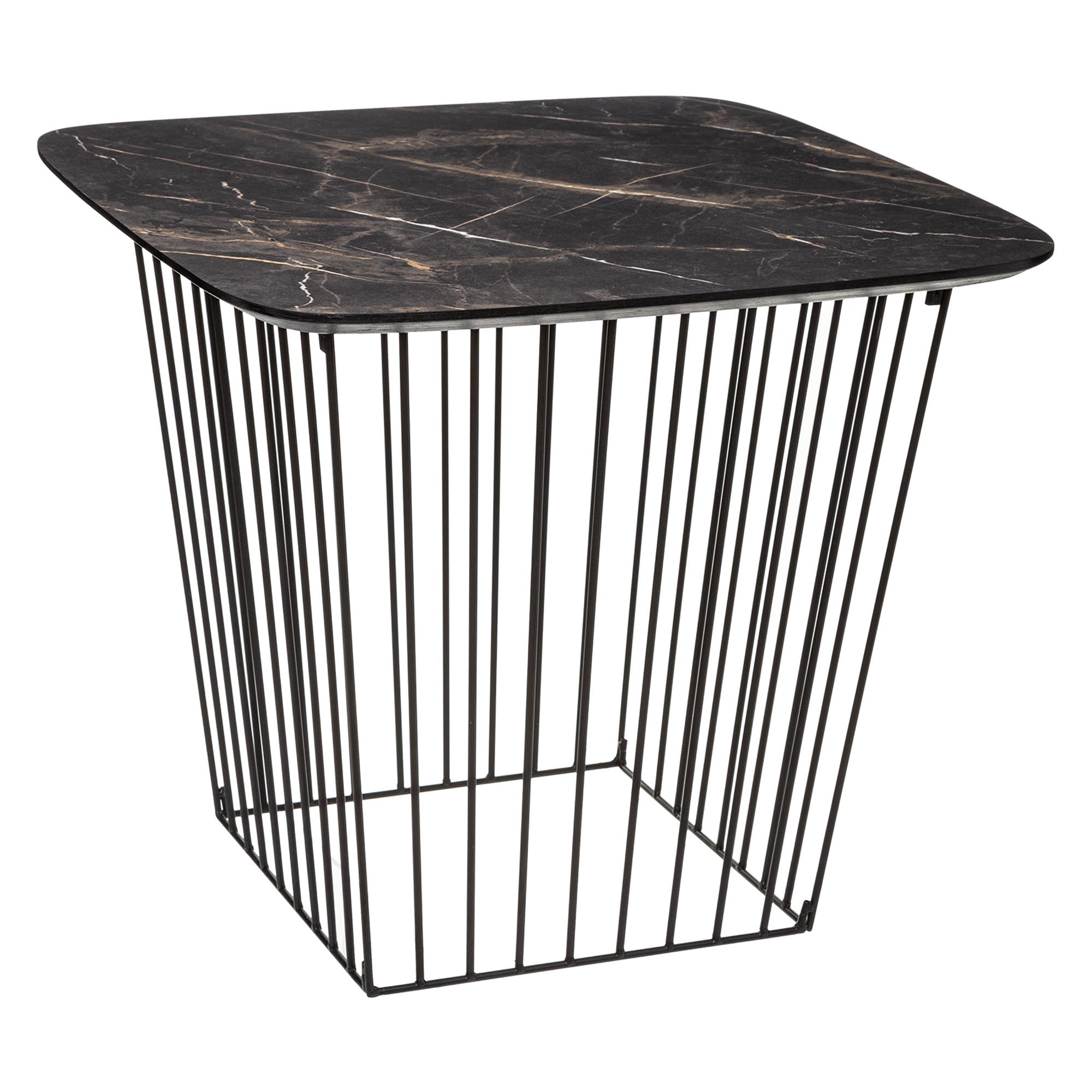 Mesa De Apoio Preta Em Metal 52X60X60cm