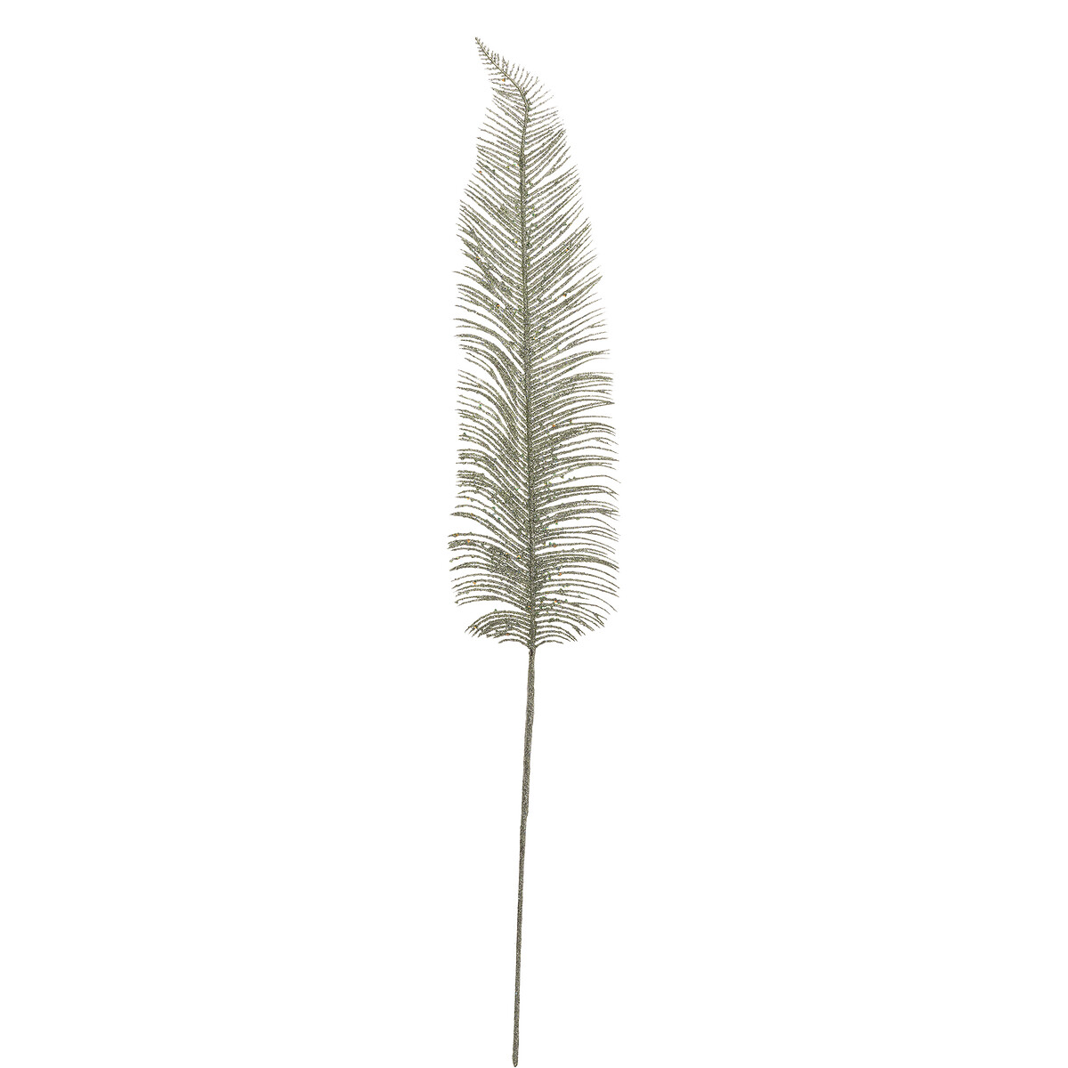 Haste folha samambaia verde com glitter 75cm