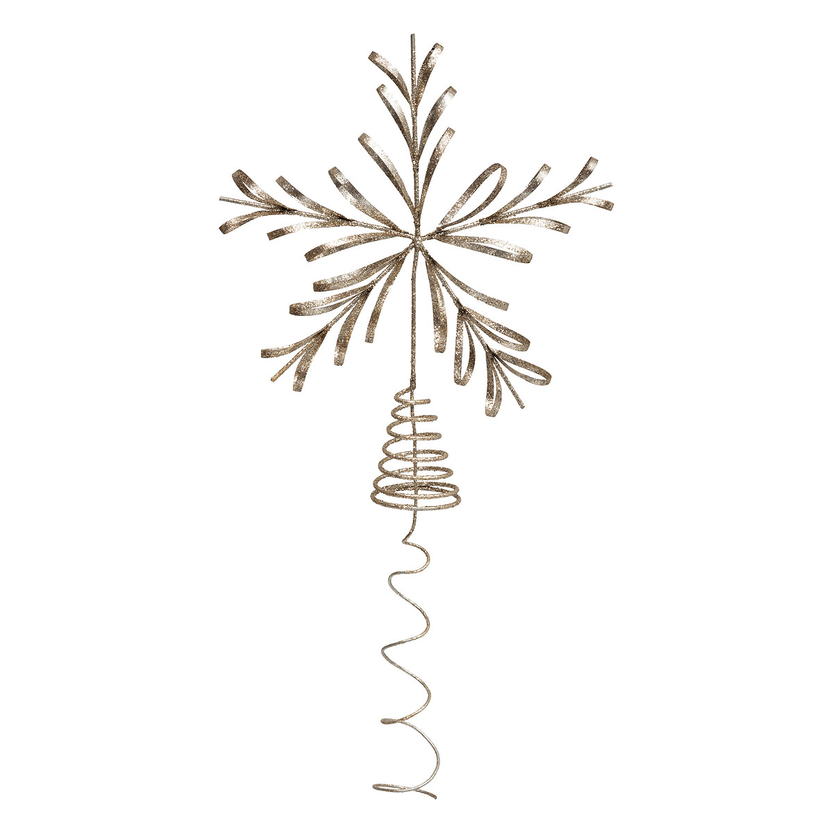 Topo de &aacute;rvore em forma de floco de neve dourado 31,5x5x25cm