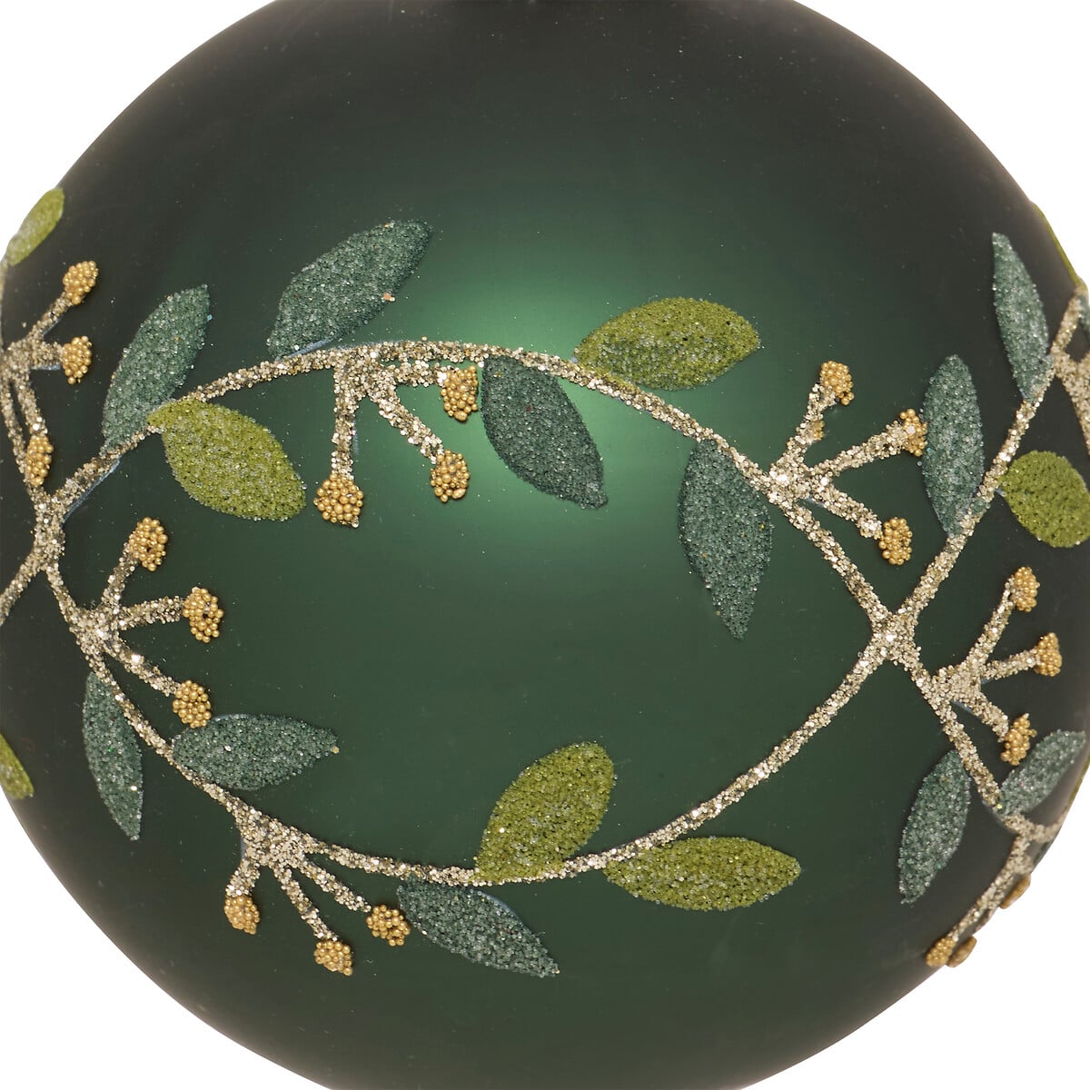 Bola de natal com ramos verde 8cm