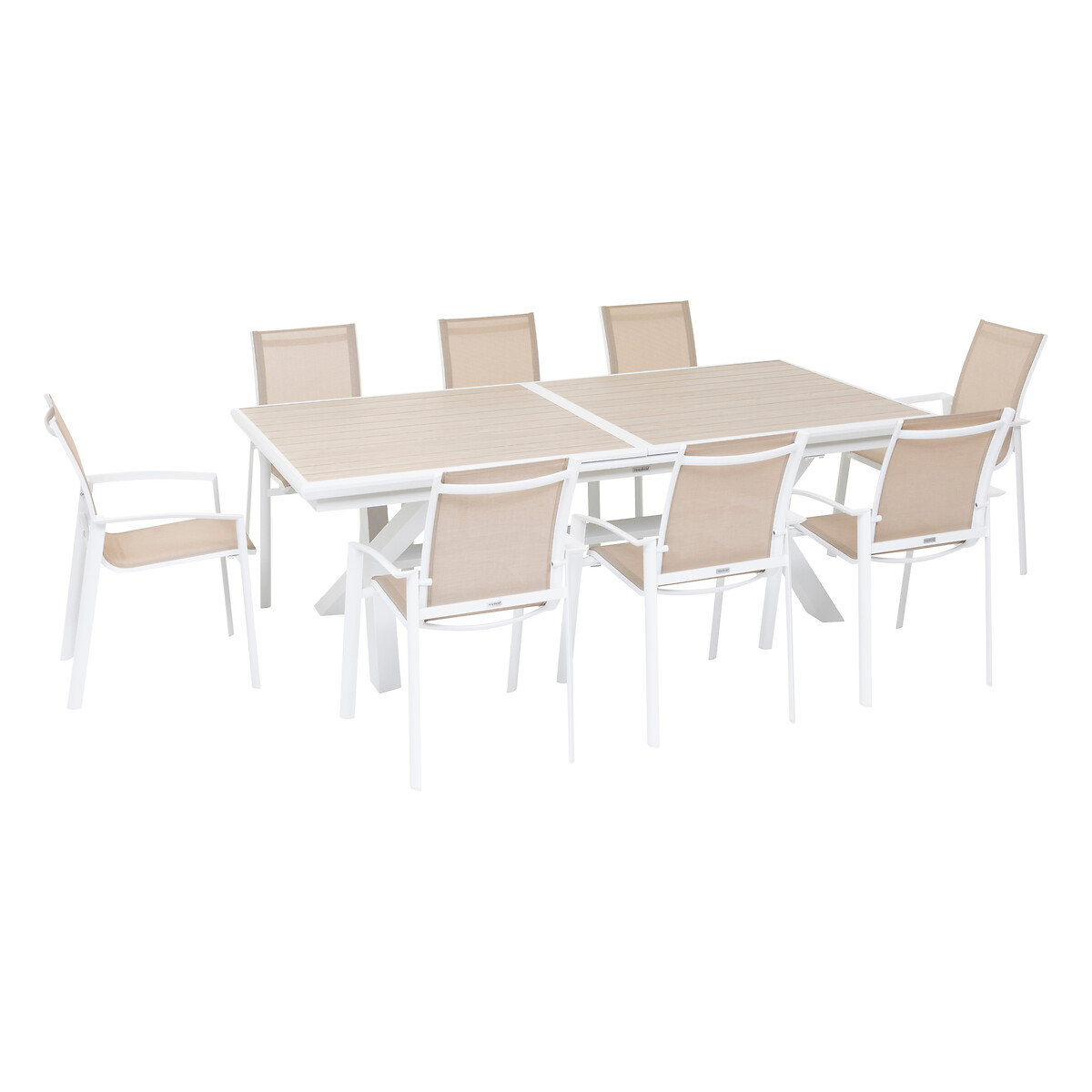 Mesa extensível AXIOME linho e branco 220-279cm