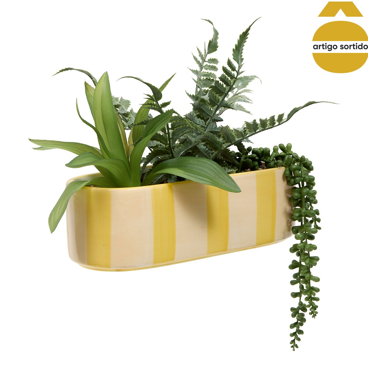 Vaso de cer&acirc;mica POOLSIDE com planta artificial