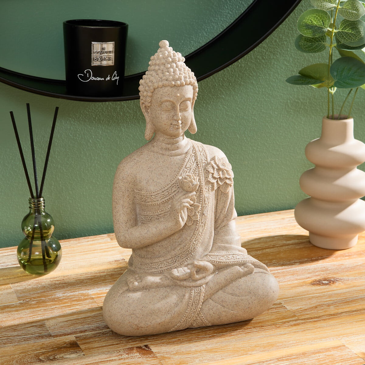 Estatueta buda SALMA bege 27cm