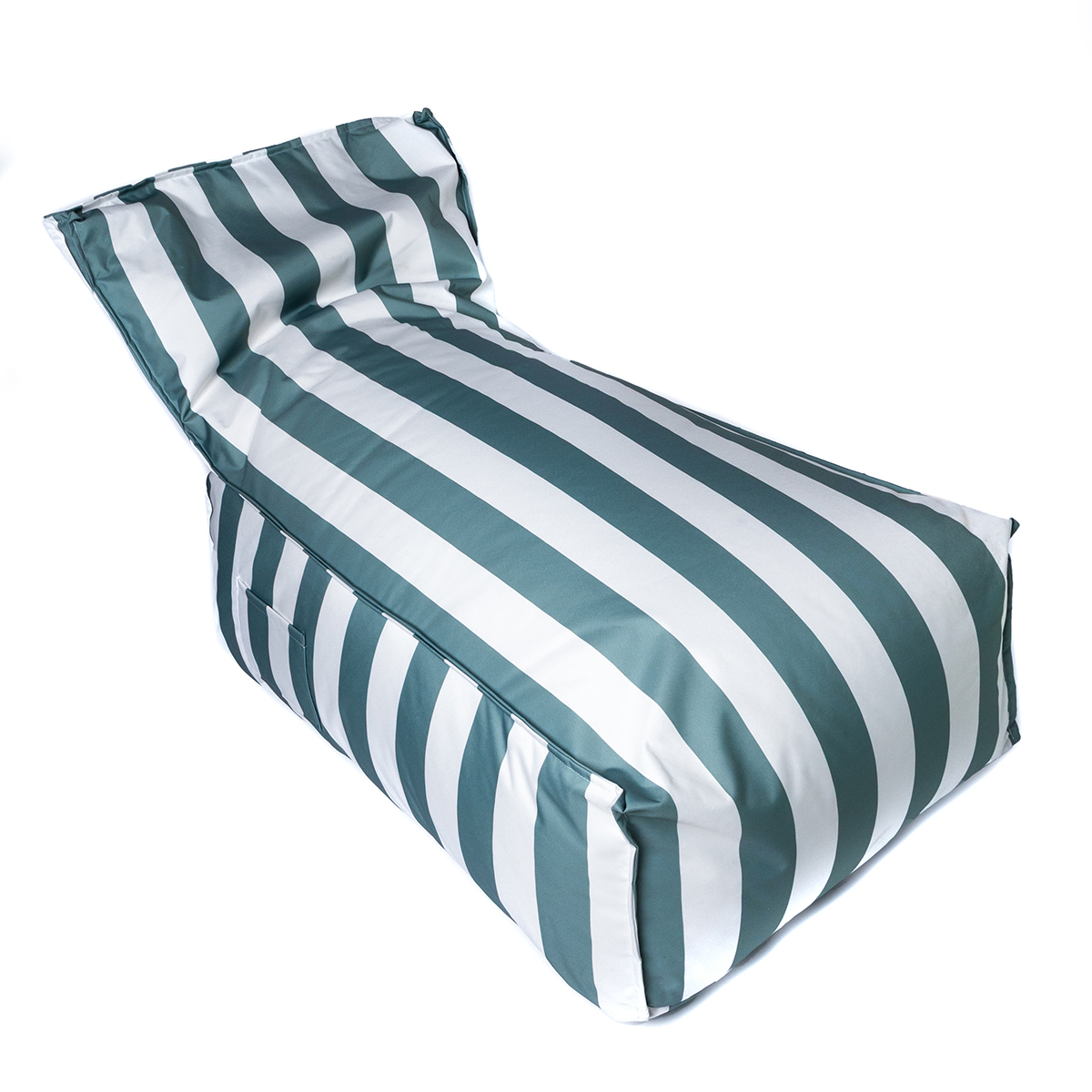 Pufe sof&aacute; imperme&aacute;vel riscas branco e verde