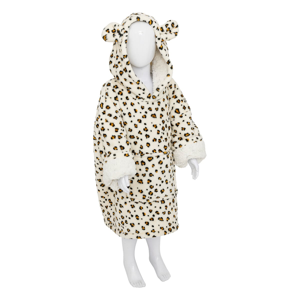Manta camisola com capuz leopardo