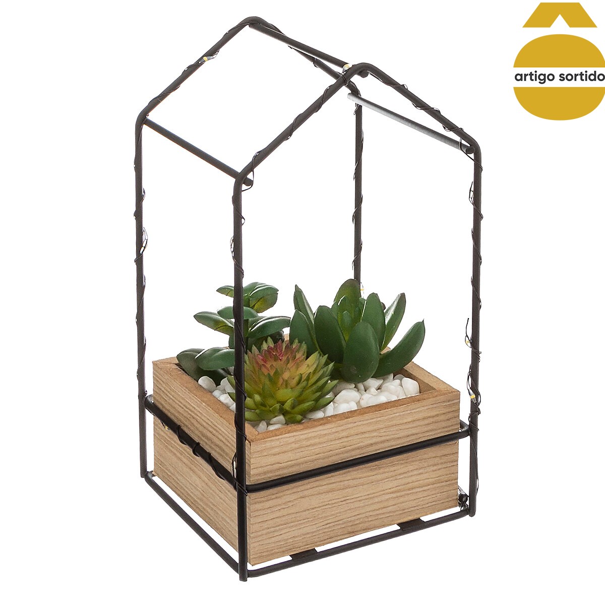 Vaso com casa led com planta