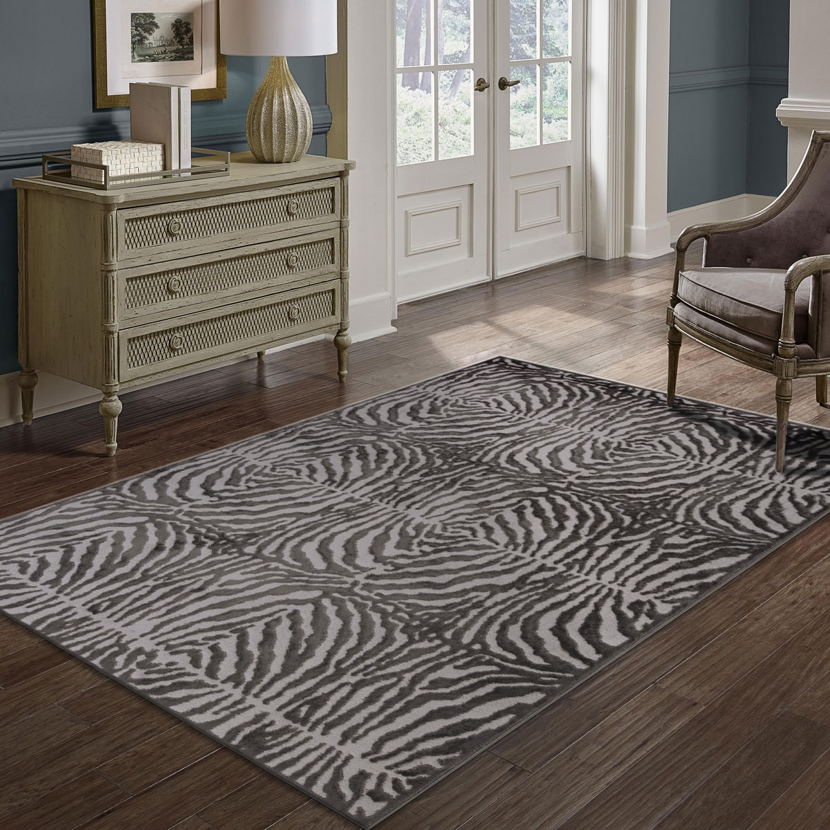 Tapete ZAHA zebra cinza antracite 80x150cm