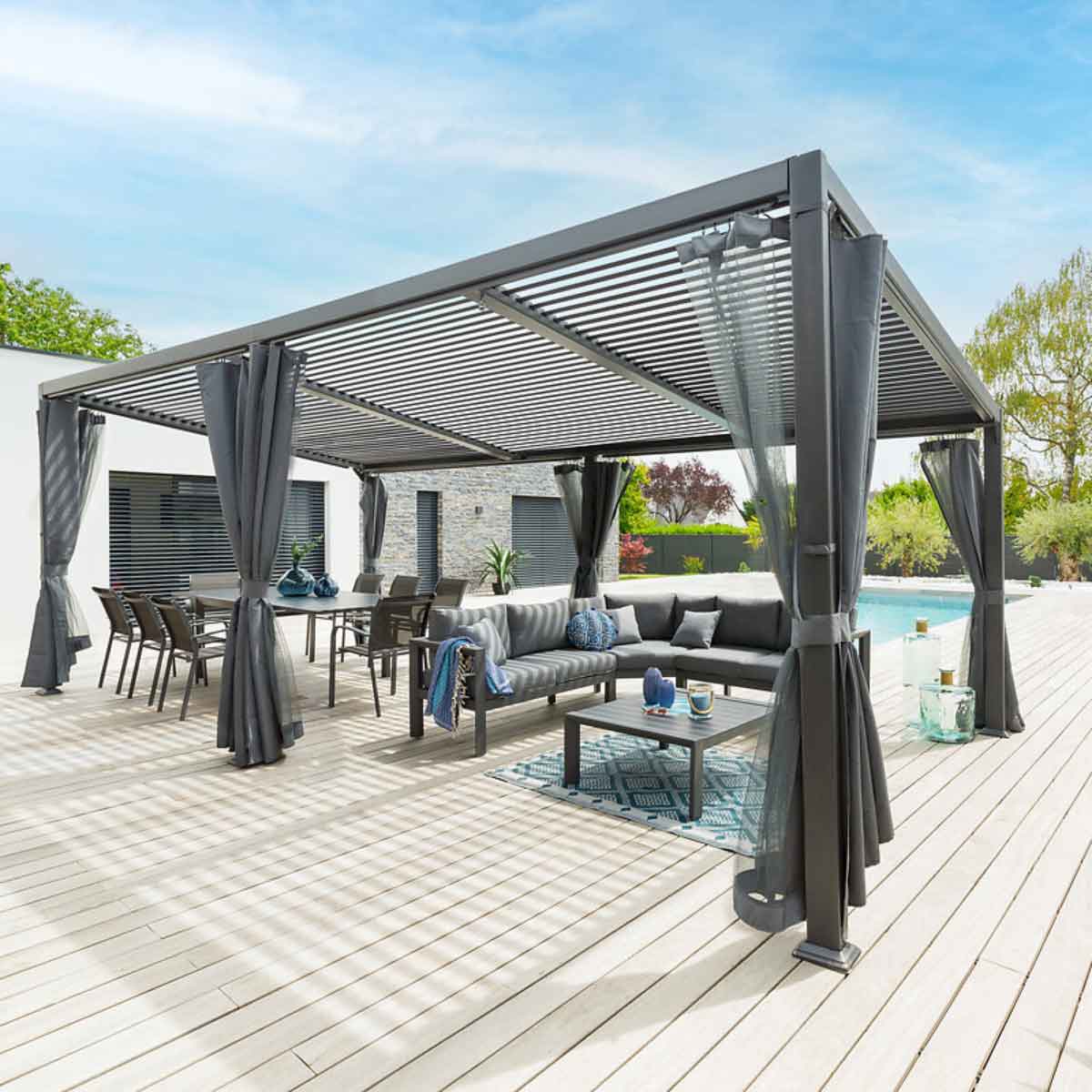 Conjunto de 6 cortinas para p&eacute;rgola &Aacute;VILA 3,5x6m
