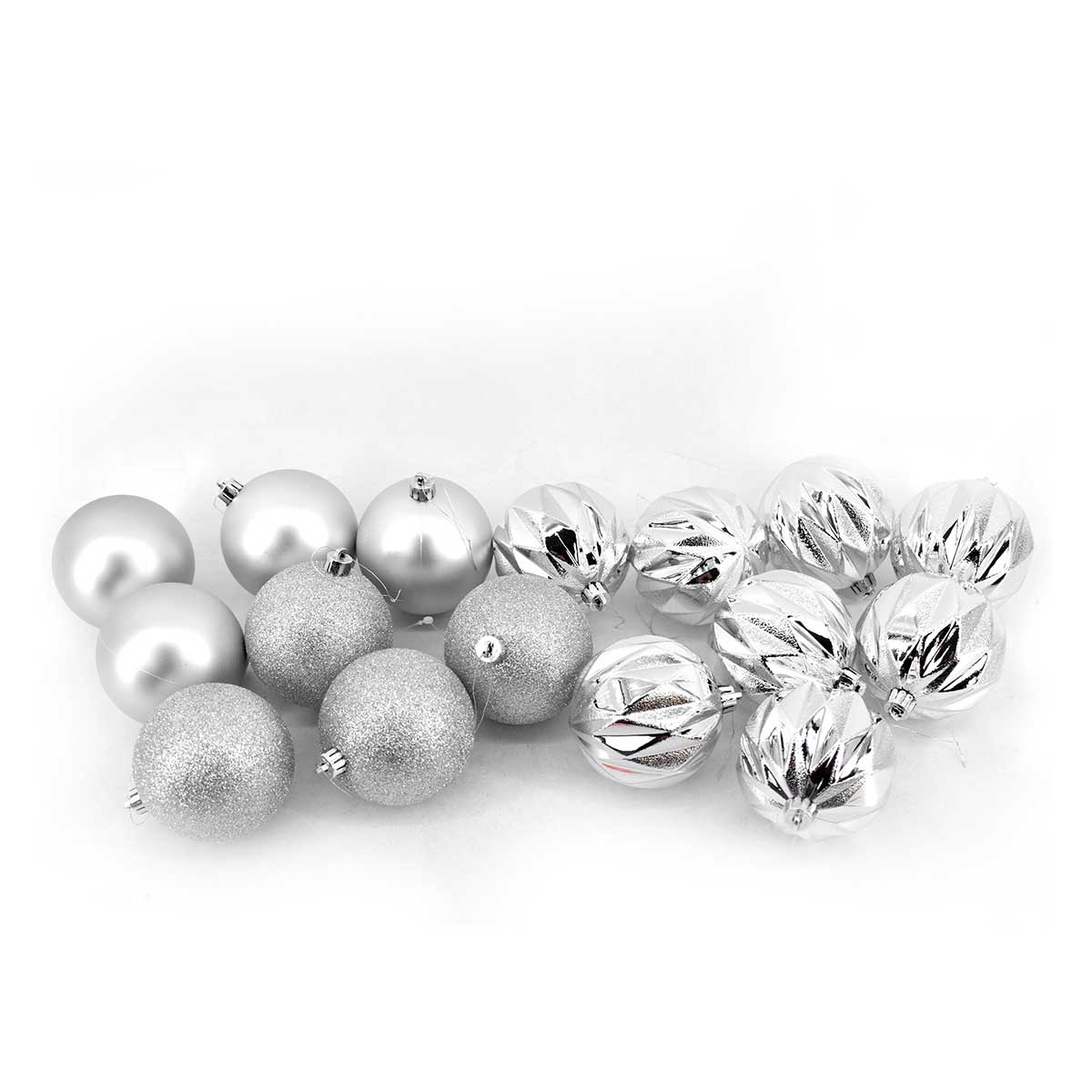 Conjunto de 16 bolas prateadas 8cm