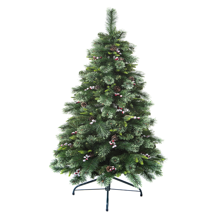 Árvore de natal WYOMING  verde com pinhas e azevinhos 150cm