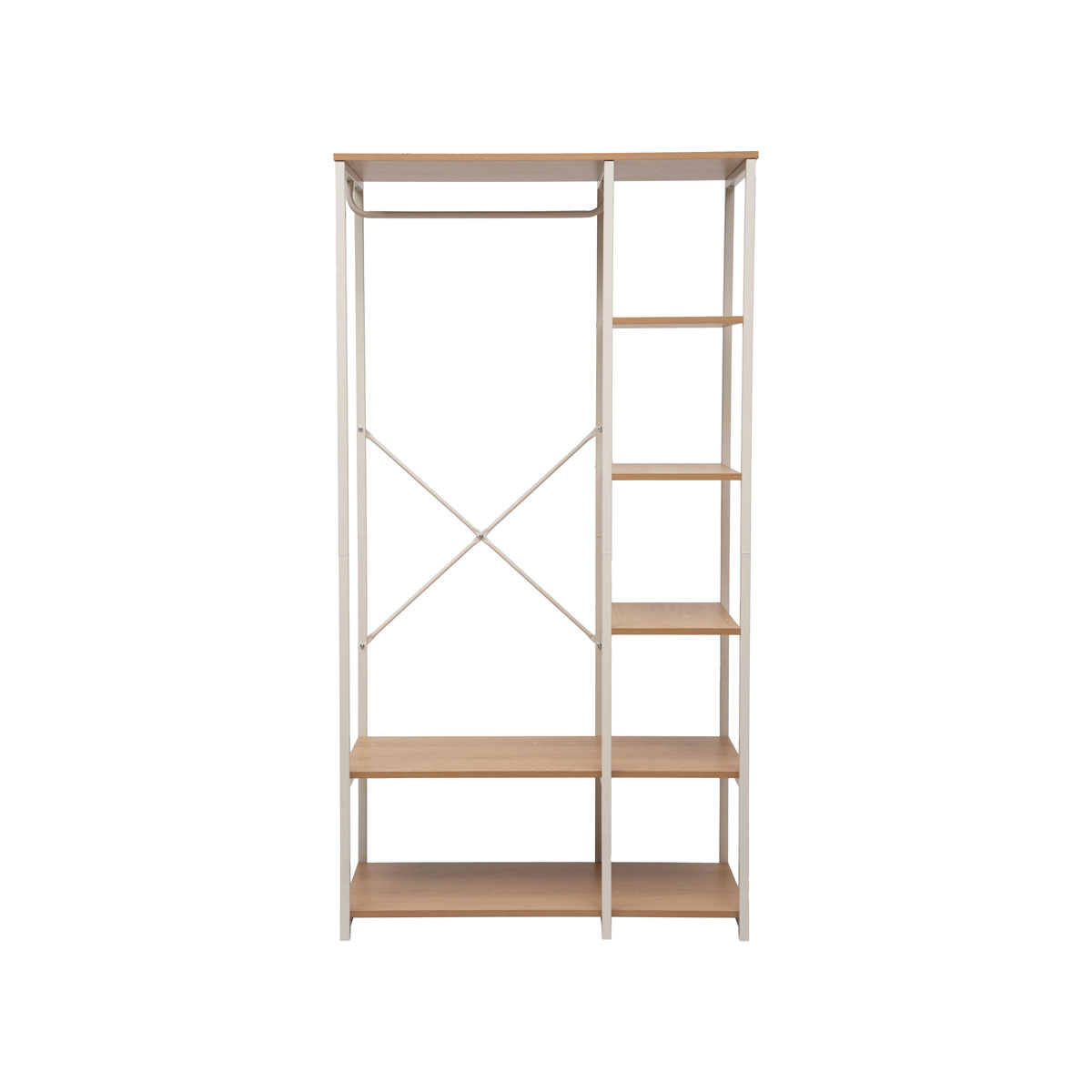 Roupeiro de metal bege com prateleiras 170cm