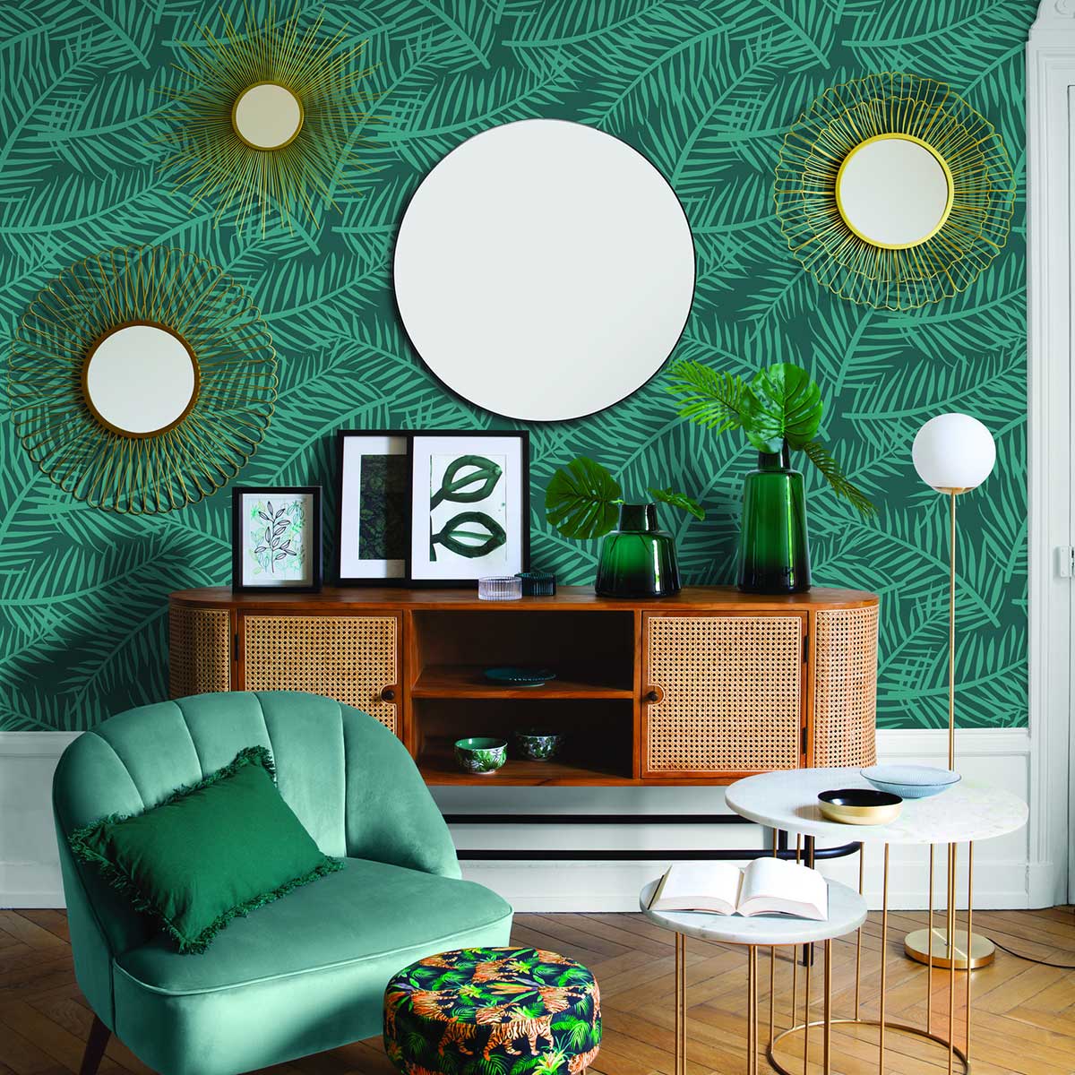 Espelho de parede ALICE redondo preto 76cm