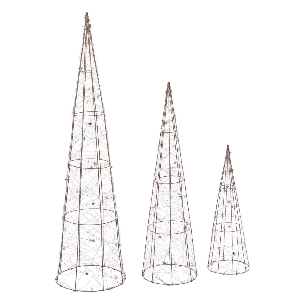 Cone decorativo com leds branco quente 80cm