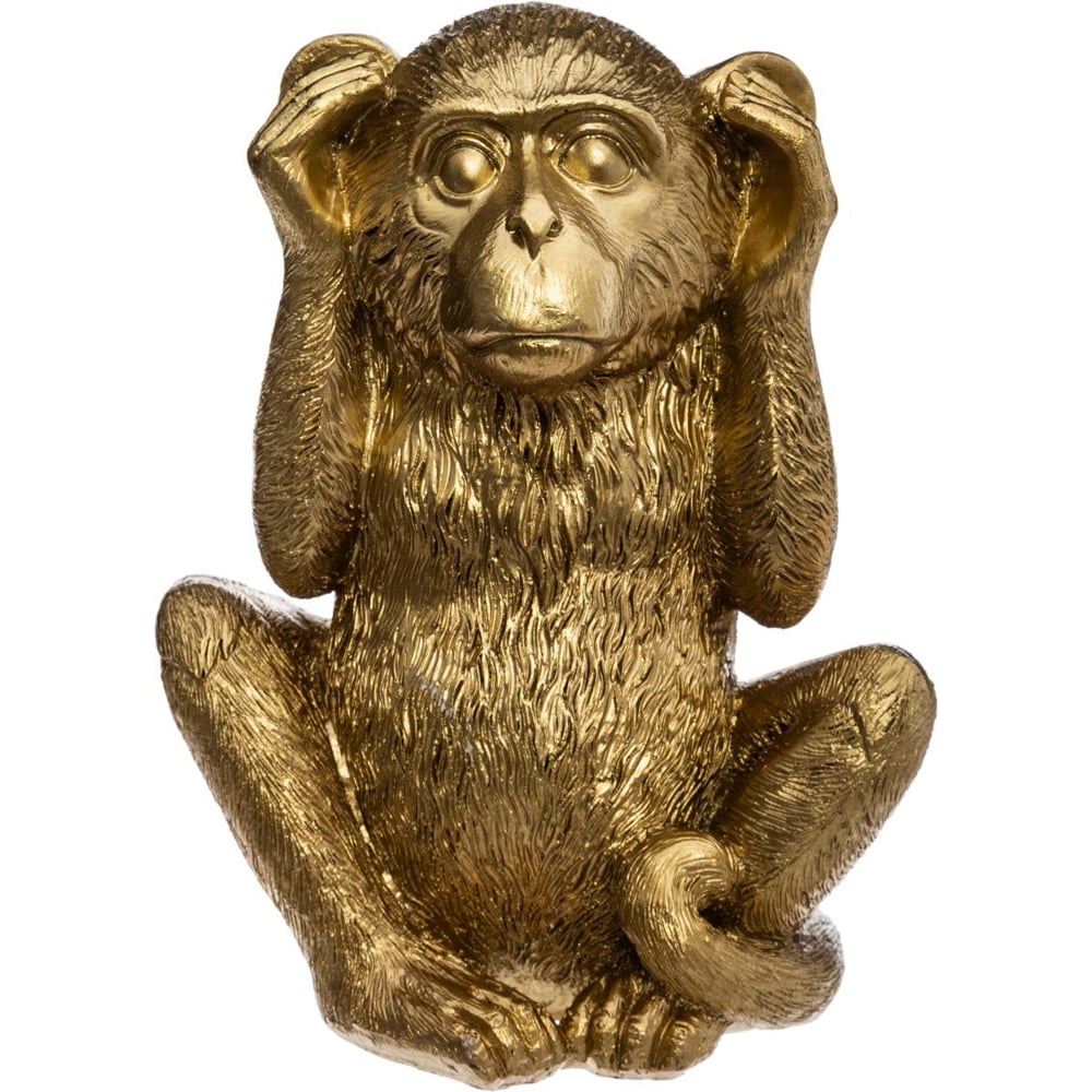 Estatueta macaco sábio surdo dourada
