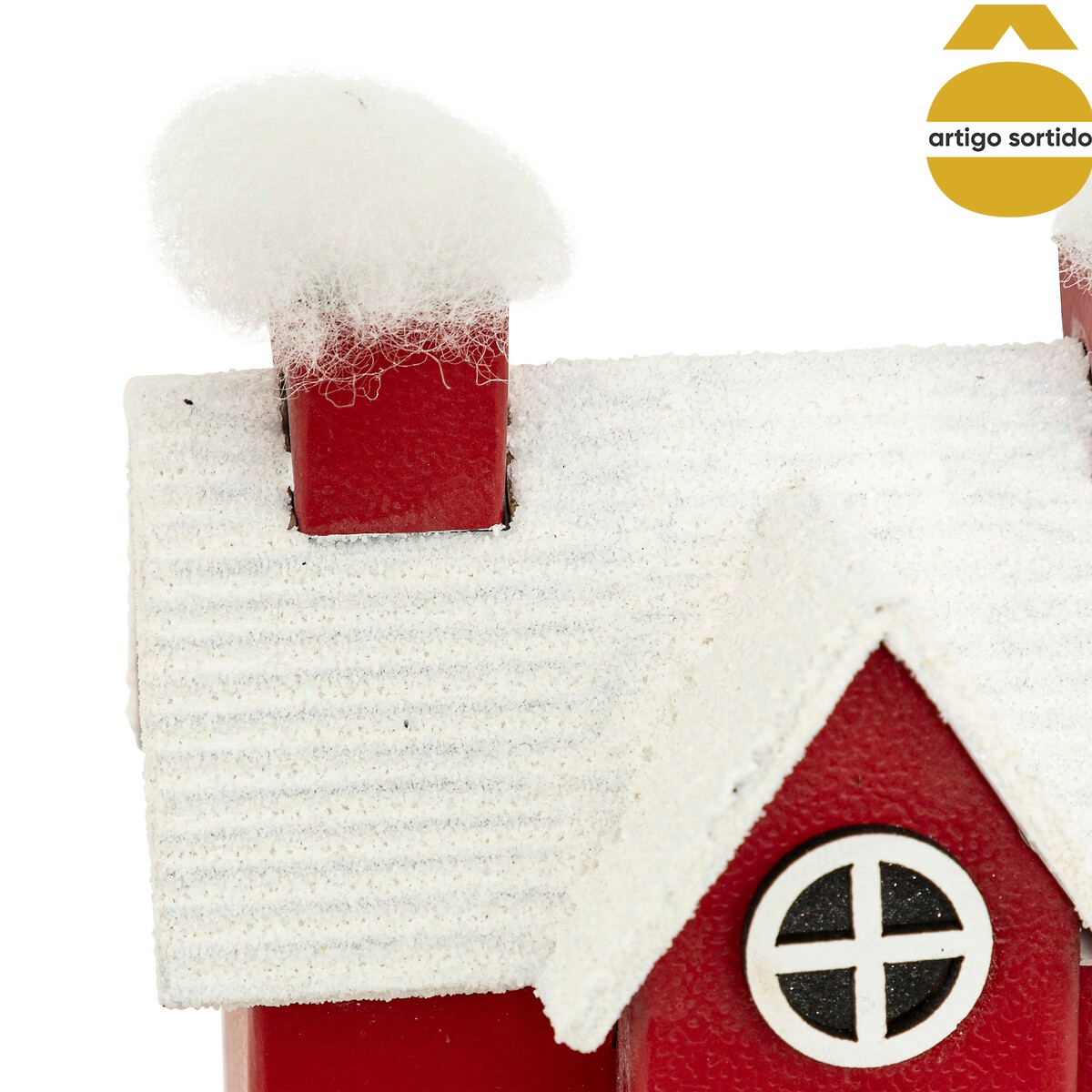 Casa decorativa vermelha e branca com led 6,5x9,5x11cm