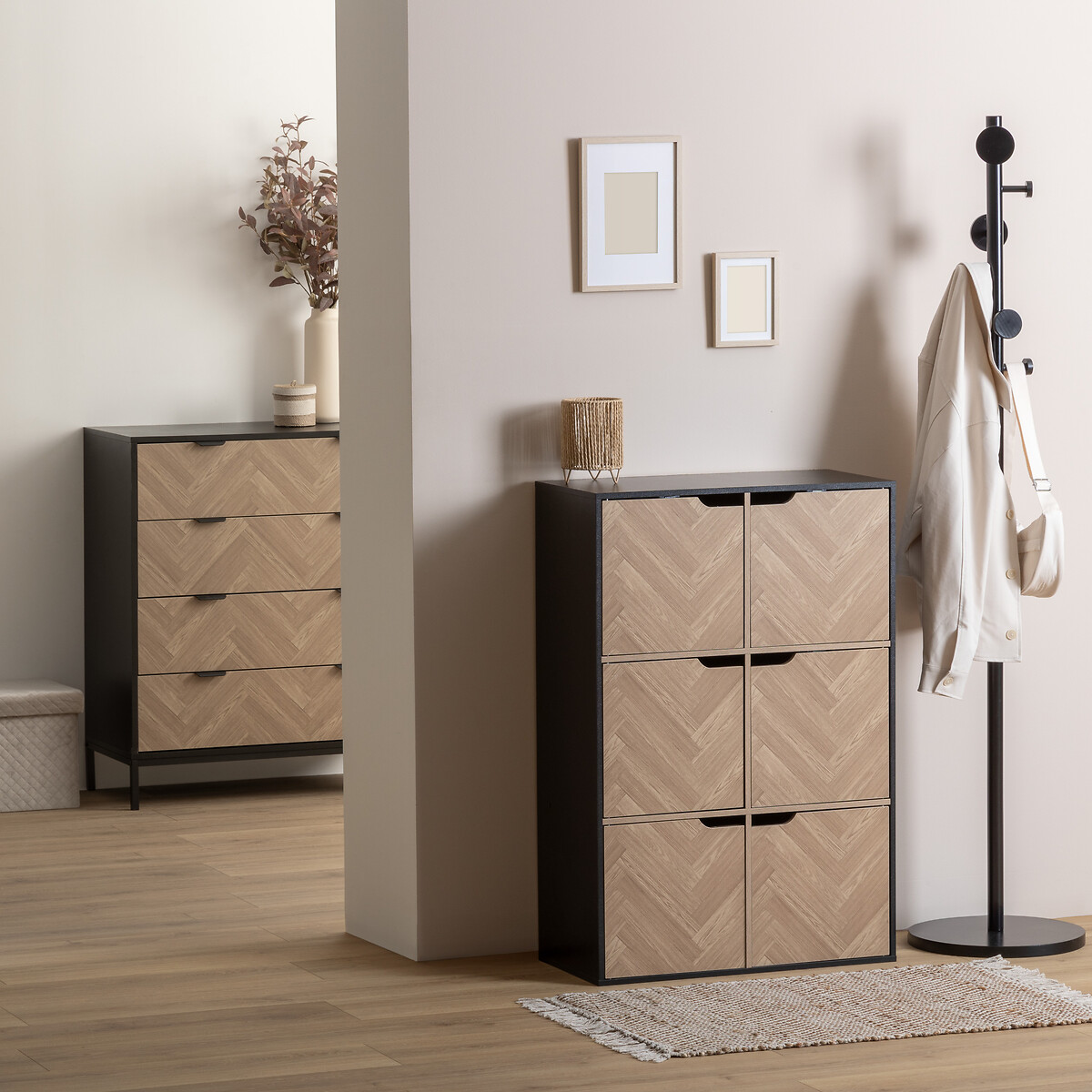 Estante mix CHEVRONS preto com 6 m&oacute;dulos