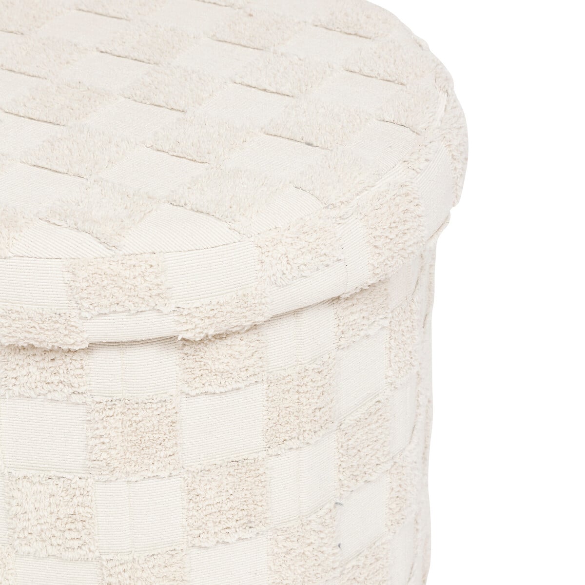 Pufe PASTI com arruma&ccedil;&atilde;o branco em tecido D38cm