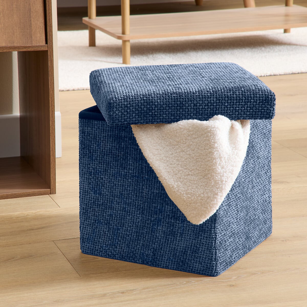 Pufe VELVY azul escuro 31x31cm