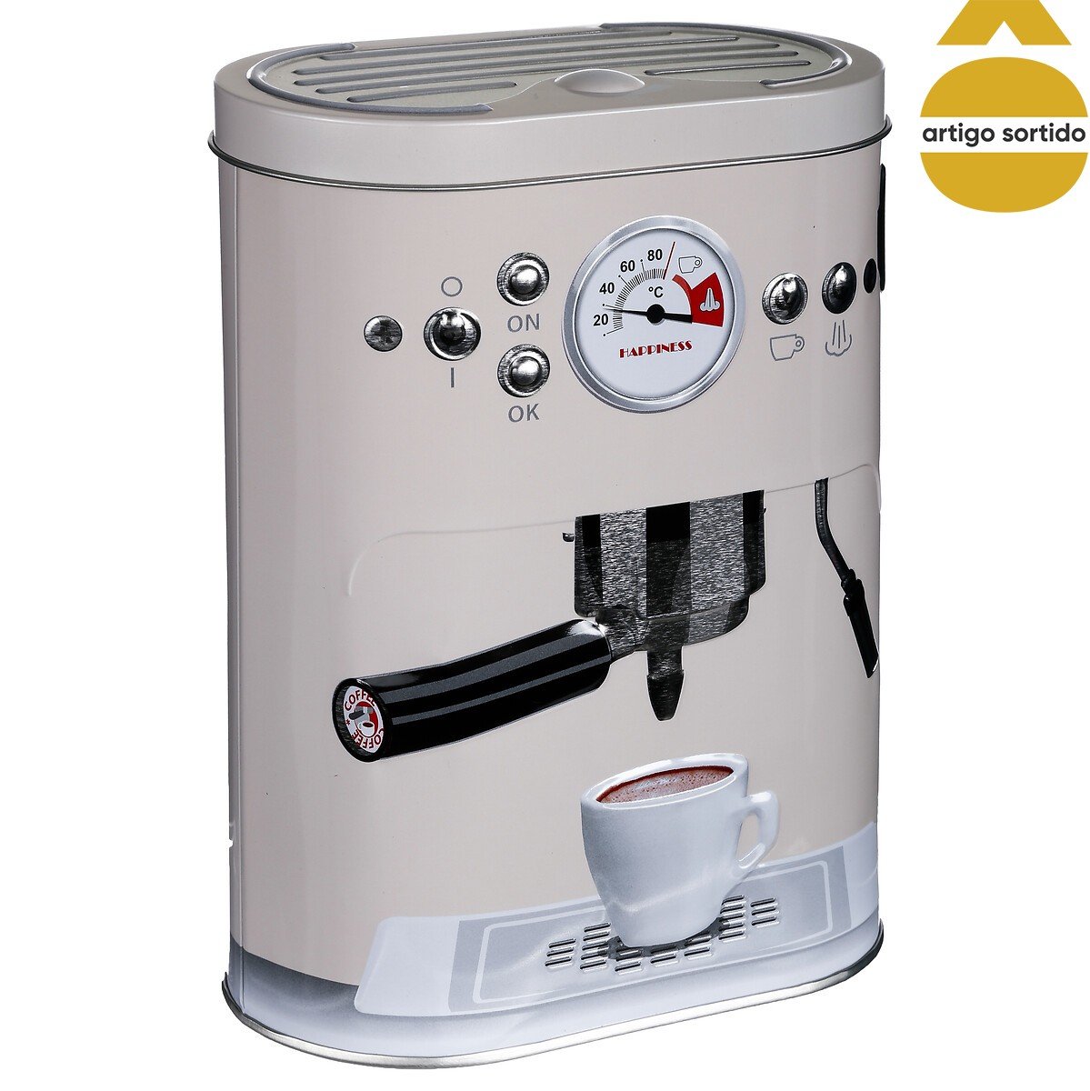 Lata Com Decora&ccedil;&atilde;o De M&aacute;quina De Caf&eacute;