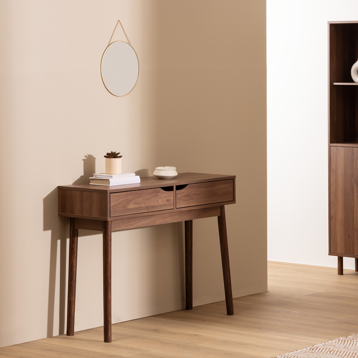 Consola SLIDY castanho em mdf com 2 gavetas