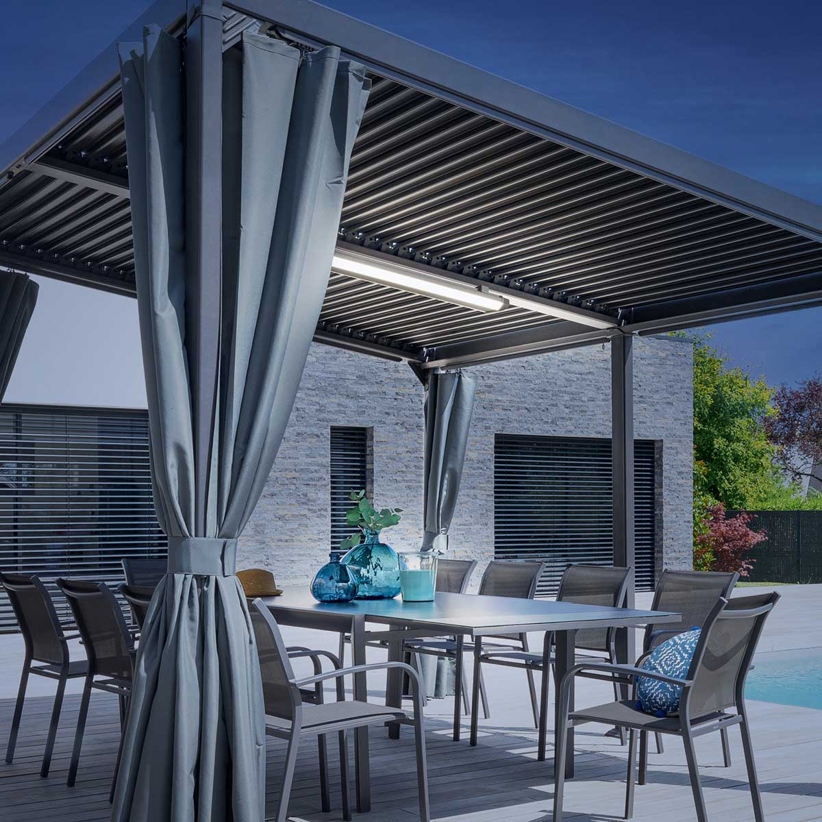 Cortinas para pérgola AVILA cinza ardósia 3x4