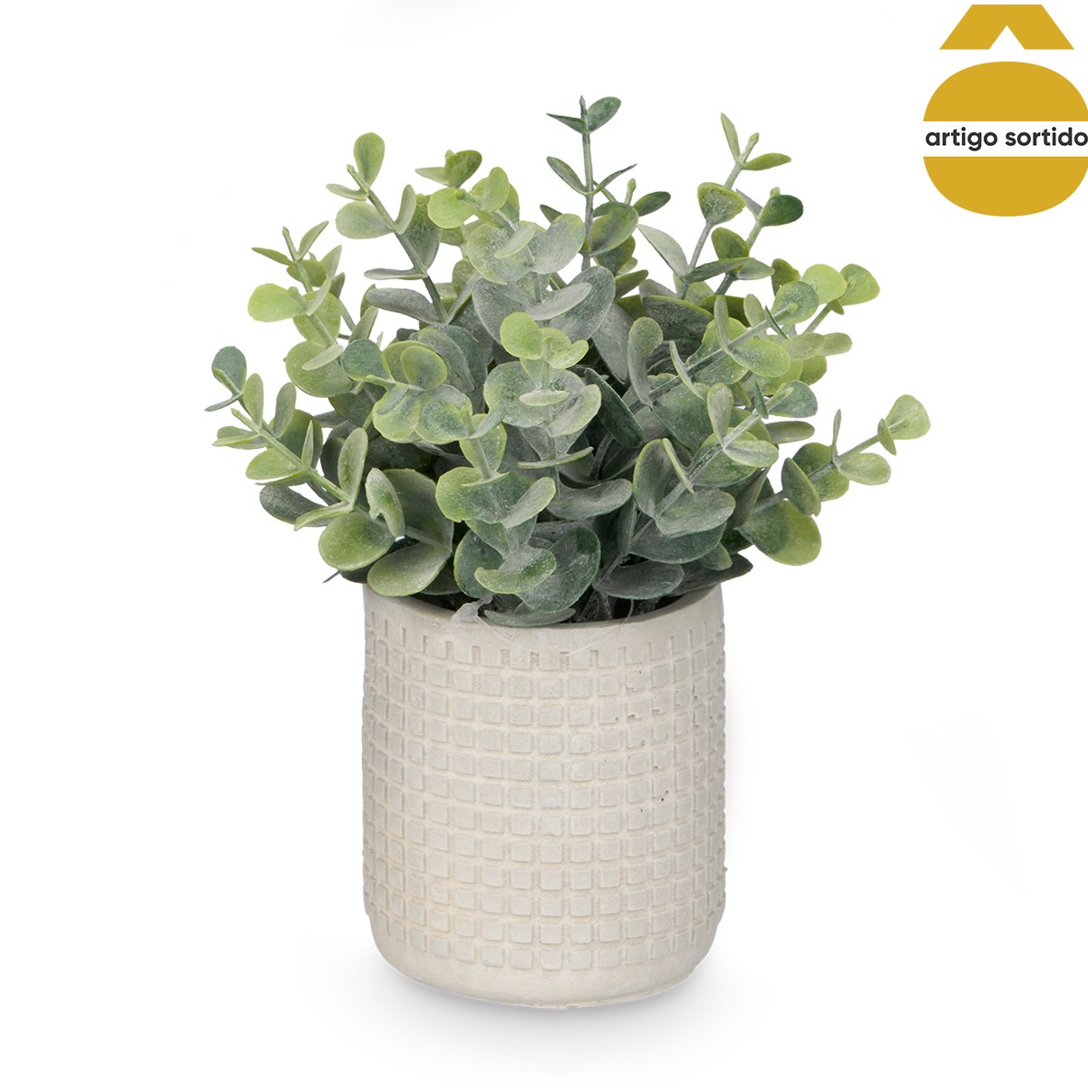 Vaso De Cimento Com Flores Artificiais 20cm