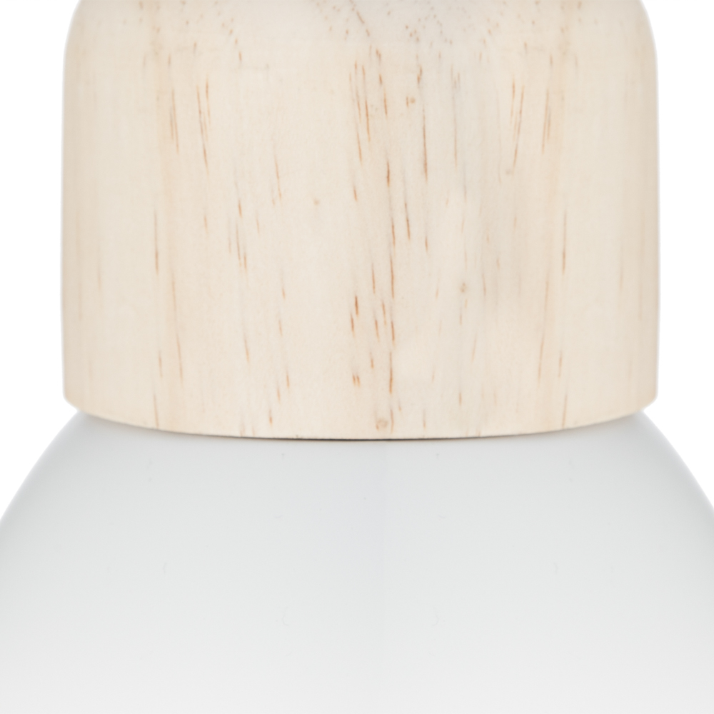 Candeeiro de teto em metal e madeira branca 15x17cm