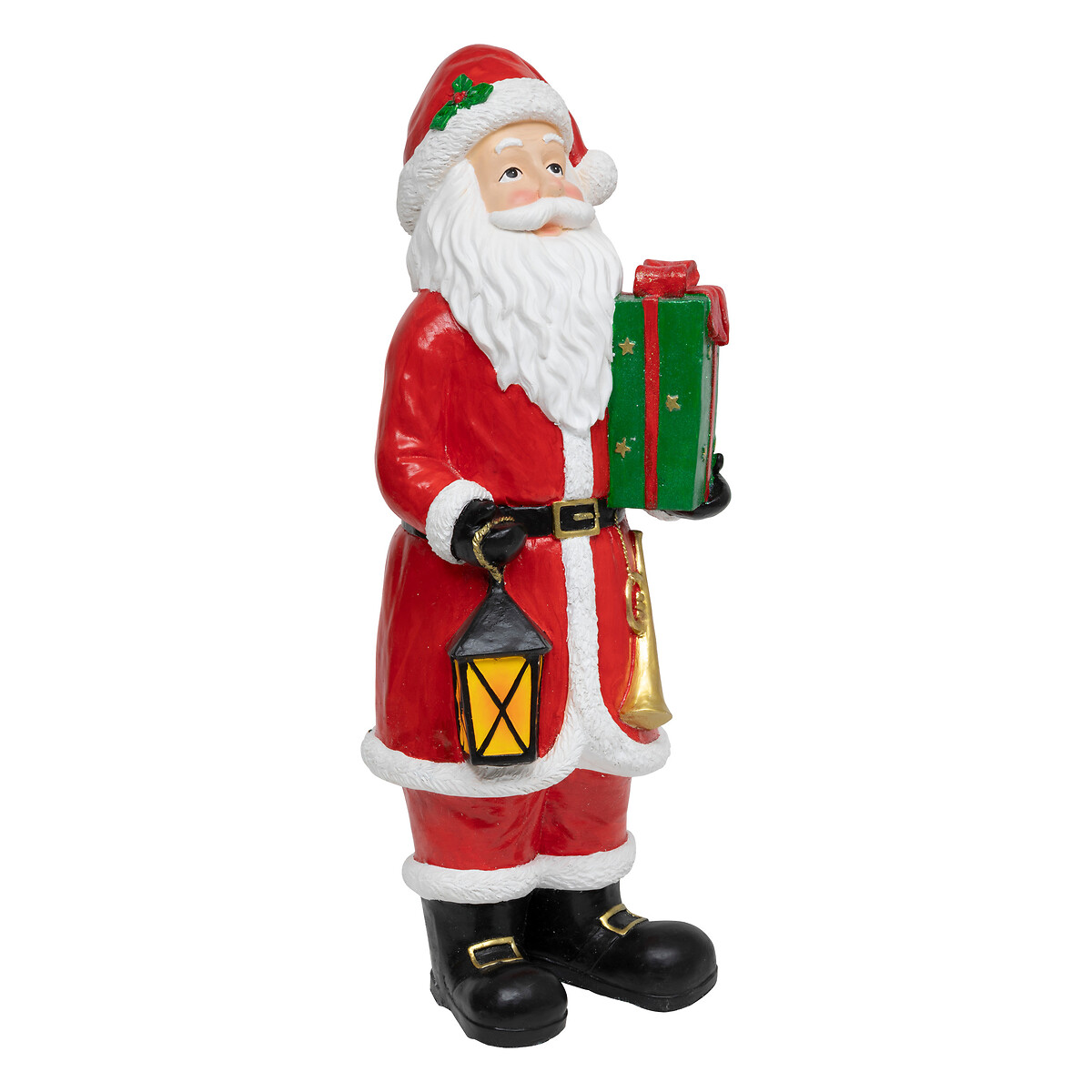 Figura de pai natal tradicional em resina 39x36x106cm