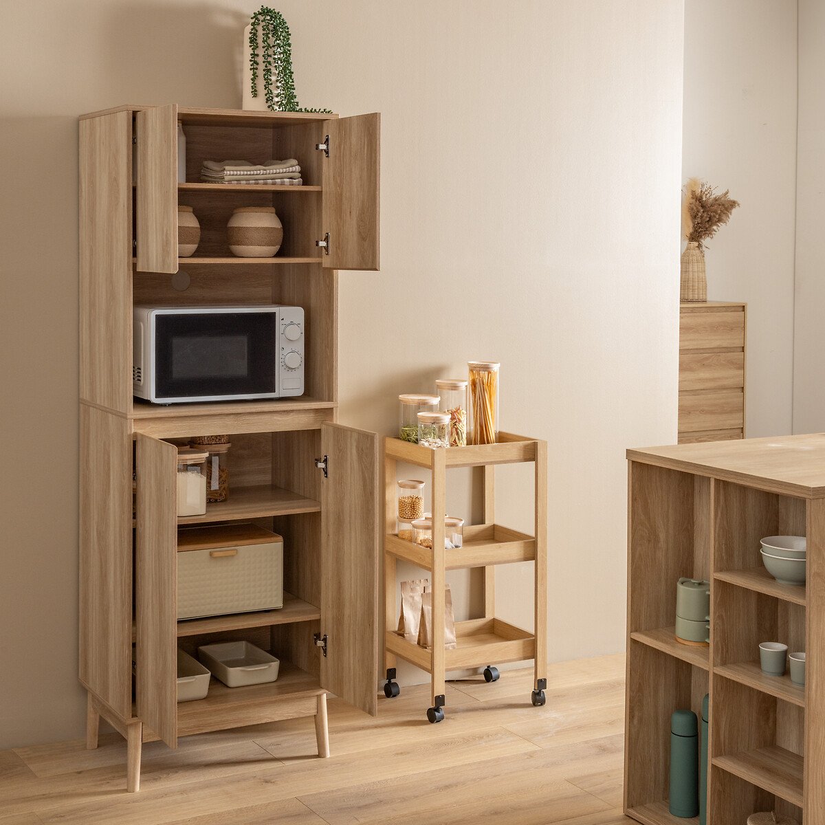 Aparador de cozinha ABANA bege em mdf