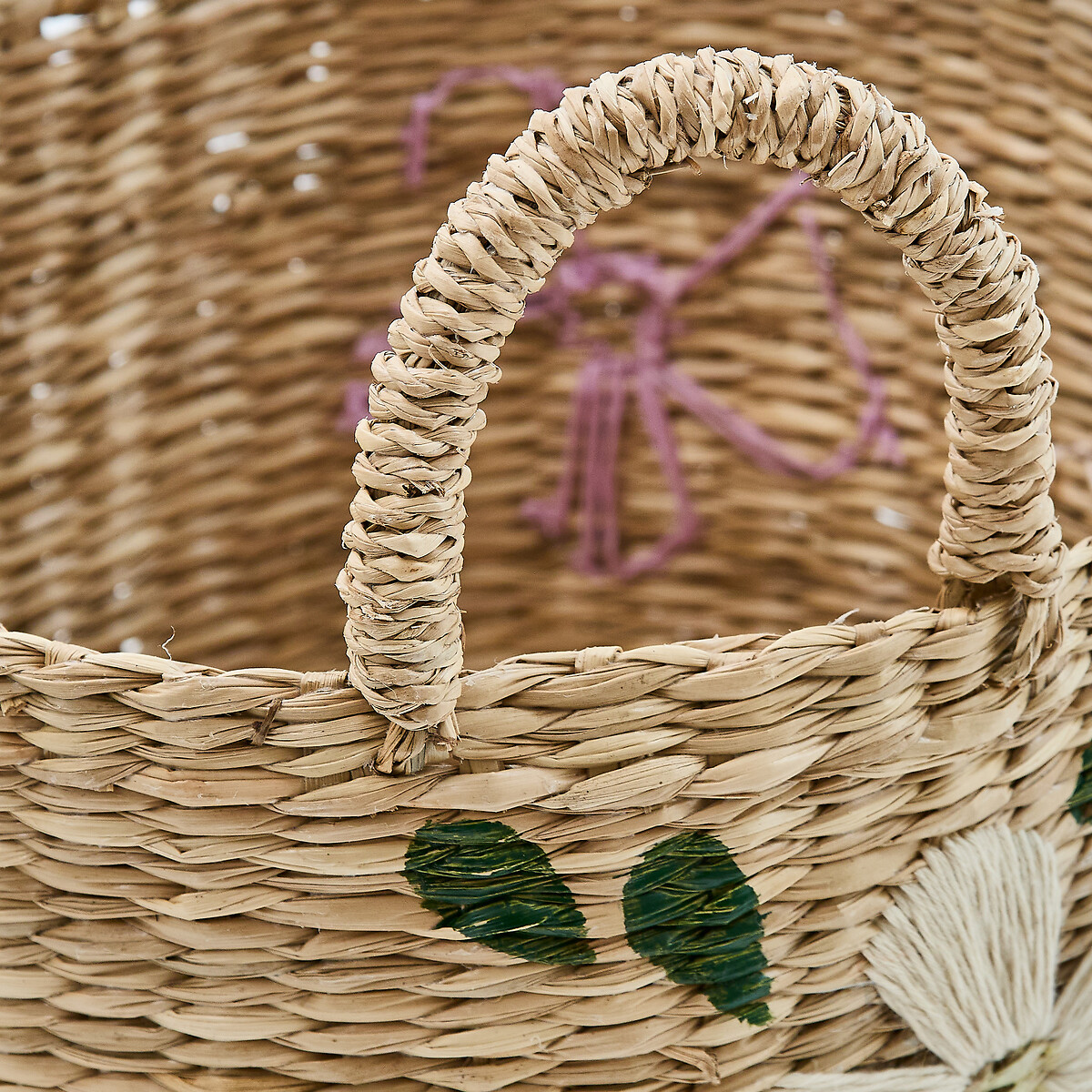 Cesto SAUV bordado com flores 30cm