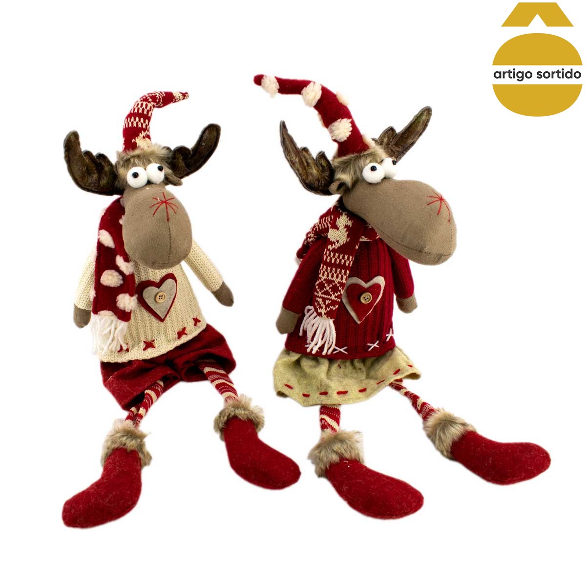 Rena sentada em tecido 27cm