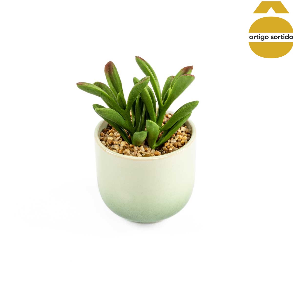 Vasinho de cer&acirc;mica com planta artificial