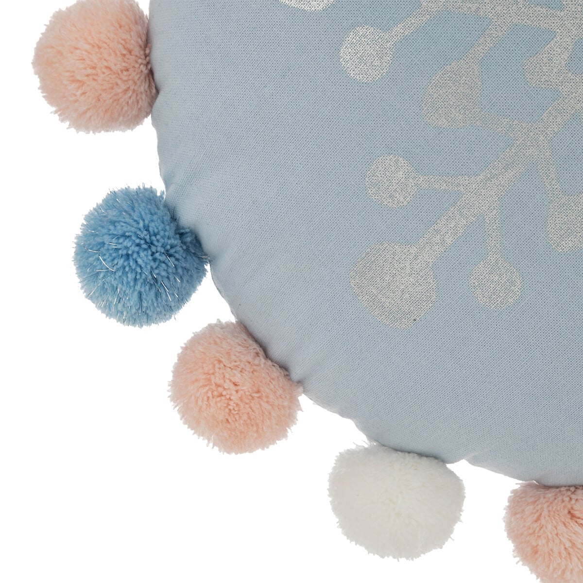 Almofada SNOW azul com pompons 35cm