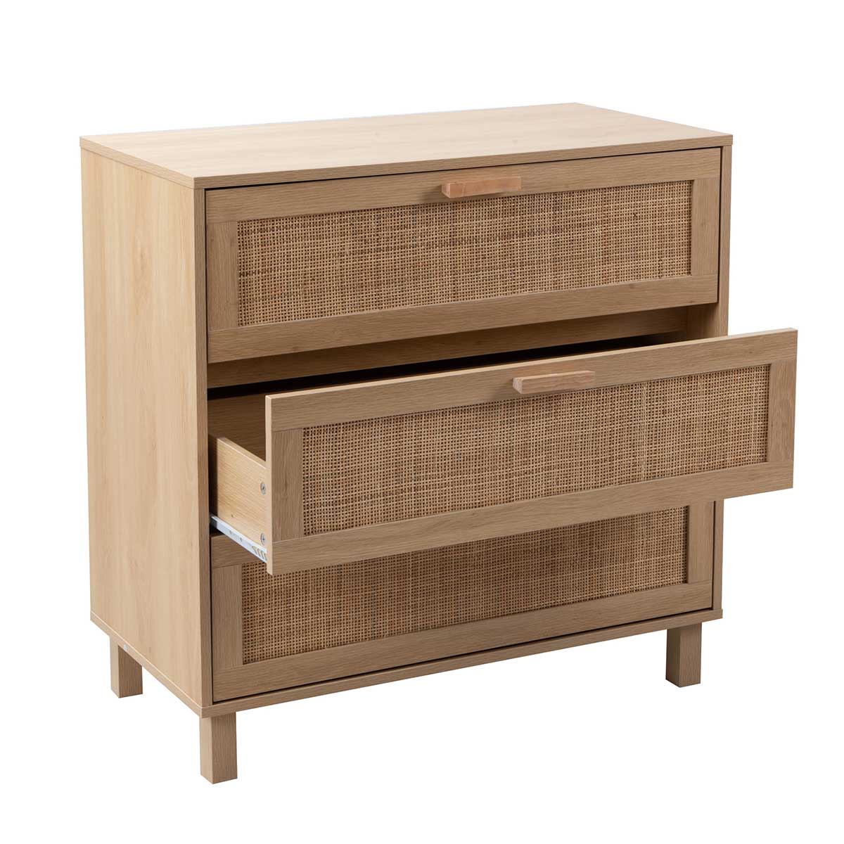 C&oacute;moda FAIR em rattan com 3 gavetas