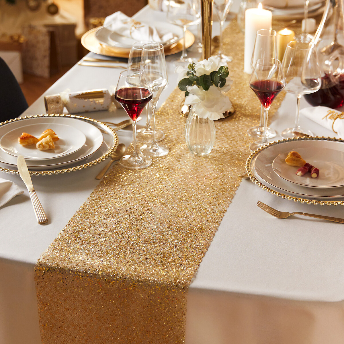 Tecido Tule Dourado Com Lantejoulas 3m