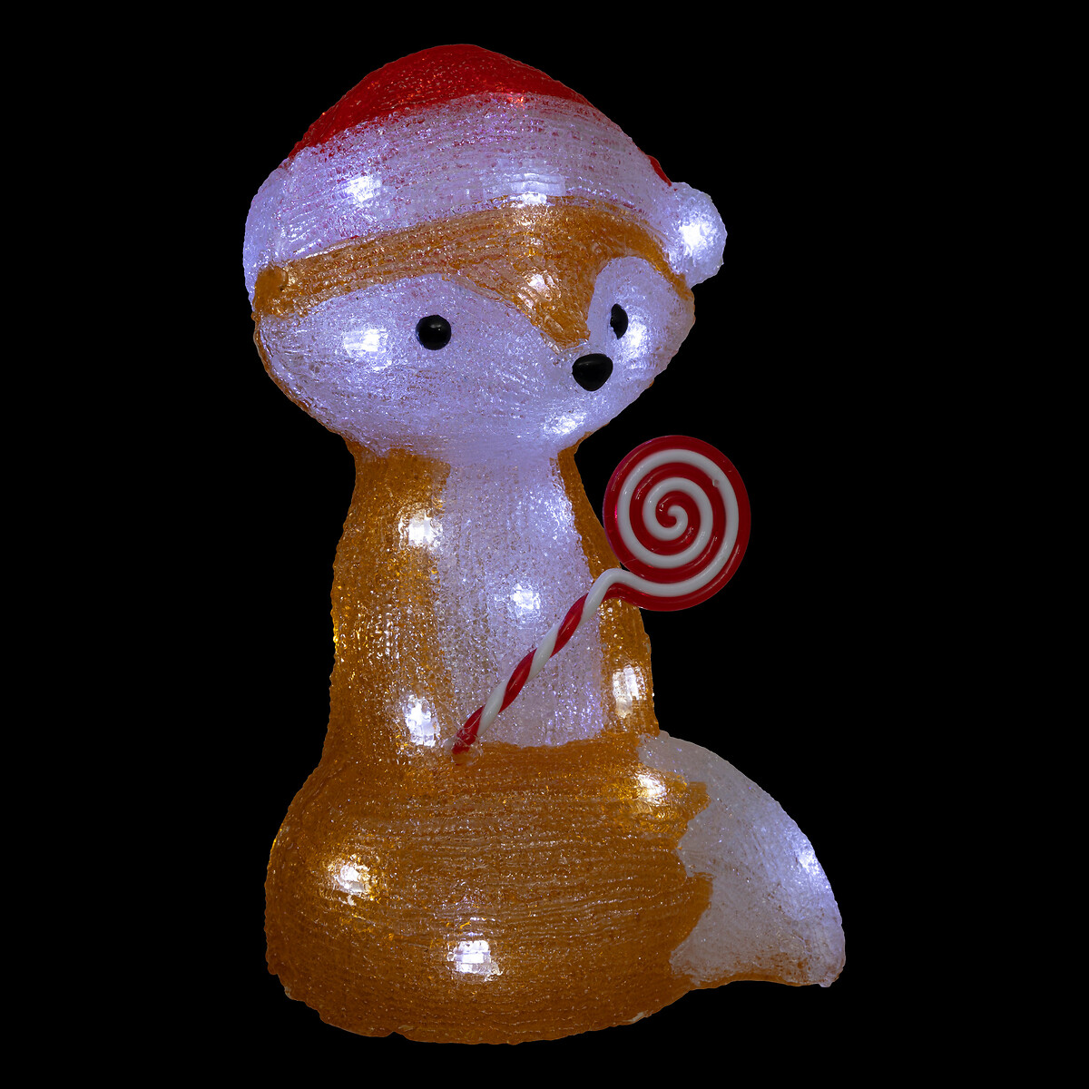 Figura de raposa com gorro de natal luminosa com LED solar 30cm