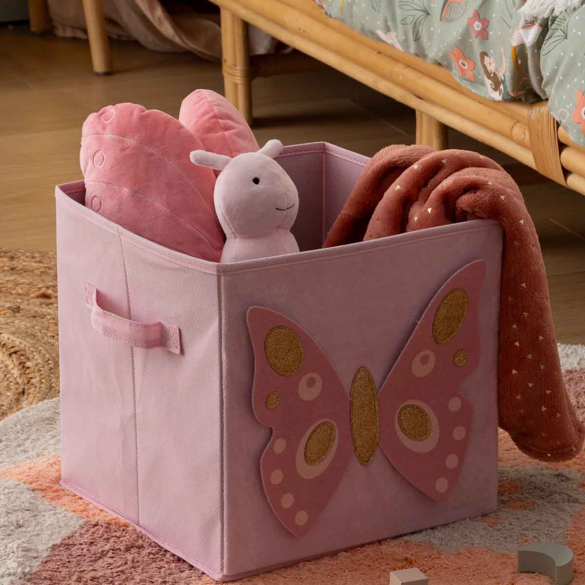 Caixa de arruma&ccedil;&atilde;o FORET ENCHANTEE rosa 29cm