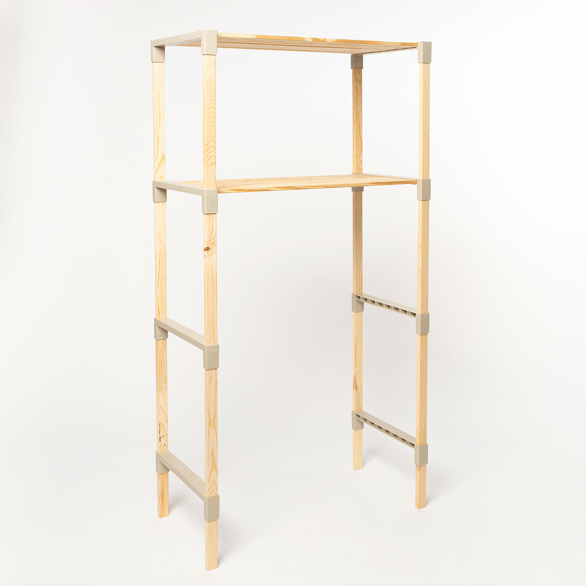 Estante para máquina de lavar bege em madeira