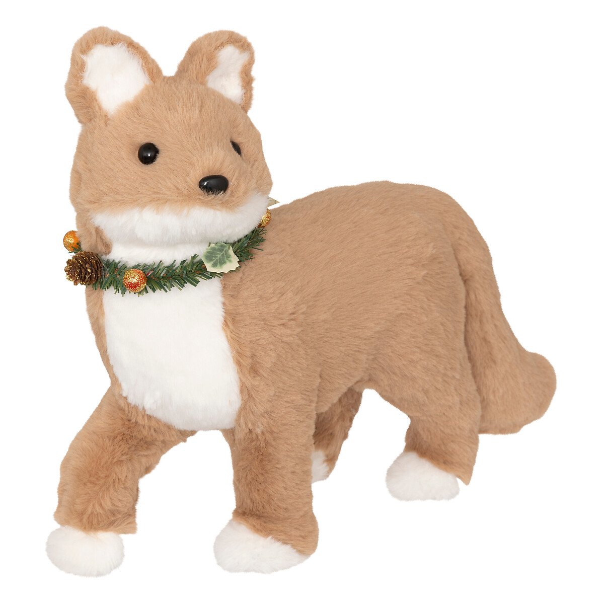 Figura raposa com colar de coroa 32cm,  Figura raposa com colar de coroa 32cm